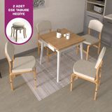 Vilinze Ege Sandalye Avanos Ahşap Mdf Kanatlı Mutfak Masası Takımı - 70X70+70 cm - Naturel - Beyaz