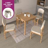 Vilinze Ege Sandalye Avanos Ahşap Mdf Kanatlı Mutfak Masası Takımı - 70X70+70 cm - Naturel