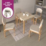 Vilinze Ege Sandalye Avanos Ahşap Mdf Kanatlı Mutfak Masası Takımı - 70X70+70 cm - Traverten