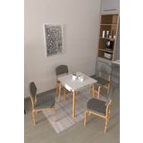 VİLİNZE Ege Sandalye Avanos Ahşap MDF Kanatlı Mutfak Masası Takımı - 70x70+70 cm