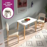 Vilinze Ege Sandalye Avanos Ahşap Mdf Mutfak Masası Takımı - 60X90 cm - Beyaz