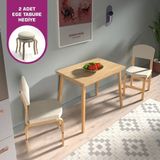 Vilinze Ege Sandalye Avanos Ahşap Mdf Mutfak Masası Takımı - 60X90 cm - Naturel