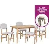 Vilinze Ege Sandalye Avanos Ahşap Mdf Mutfak Masası Takımı - 70X120 cm - Naturel - 4 Sandalye
