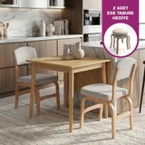 Vilinze Ege Sandalye Avanos Ahşap Mdf Mutfak Masası Takımı - 70X120 cm - Naturel - 70x80 Cm