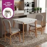 Vilinze Ege Sandalye Avanos Ahşap Mdf Mutfak Masası Takımı - 70X140 cm - Beyaz - 70x70 Cm