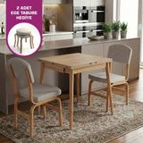Vilinze Ege Sandalye Avanos Ahşap Mdf Mutfak Masası Takımı - 70X140 cm - Naturel - 70x70 Cm