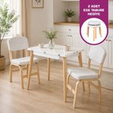 Vilinze Ege Sandalye Avanos Ahşap Mdf Mutfak Masası Takımı - 90X120 cm - Naturel - Beyaz - Ege 2