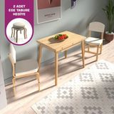 Vilinze Ege Sandalye Avanos Ahşap Mdf Mutfak Masası Takımı - 90X120 cm - Naturel - Naturel - Ege 2