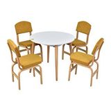 Vilinze Ege Sandalye Avanos Yuvarlak Ahşap Mutfak Masası Takımı - 90x90 Cm