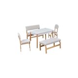 Vilinze Ege Sandalye-Bank Avanos Ahşap Mdf Açılır Mutfak Masası Takımı - 70X120+30 Cm