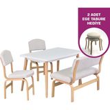 Vilinze Ege Sandalye-Bank Avanos Ahşap Mdf Mutfak Masası Takımı - 70X120 cm - Beyaz - 2 Sandalye 1S Bank