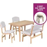 Vilinze Ege Sandalye-Bank Avanos Ahşap Mdf Mutfak Masası Takımı - 70X120 cm - Naturel - 2 Sandalye 1S Bank