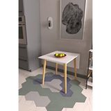 Vilinze Home Avanos Katlanır Mdf Ahşap Mutfak Masası - 70x80 Cm Beyaz/Naturel