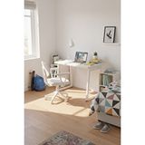 Vilinze Home Biga Çalışma Ofis Masası Ve Deniz Çalışma Ofis Sandalyesi Set - Teddy Beyaz/Kollu