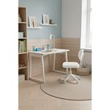 Vilinze Home Biga Çalışma Ofis Masası Ve Deniz Çalışma Ofis Sandalyesi Set - Teddy Beyaz/Kolsuz