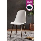 Vilinze Home Eames Kestane Ahşap Ayak Plastik Beyaz Sandalye Beyaz/Kestane