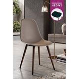 Vilinze Home Eames Kestane Ahşap Ayak Plastik Gri Sandalye Gri/Kestane