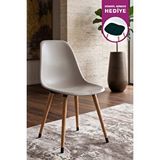 Vilinze Home Eames Naturel Ahşap Ayak Plastik Gri Sandalye Gri/Naturel
