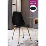 Vilinze Home Eames Naturel Ahşap Ayak Plastik Siyah Sandalye Siyah/Naturel