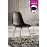 Vilinze Home Eames Siyah Ahşap Ayak Plastik Beyaz Sandalye Beyaz/Siyah