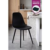 Vilinze Home Eames Siyah Ahşap Ayak Plastik Siyah Sandalye Siyah/Siyah