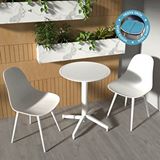 Vilinze Home Tilia Plastik Bahçe Balkon Bistro Seti Katlanır Masa 60*60 Cm (1+2 Set) Beyaz