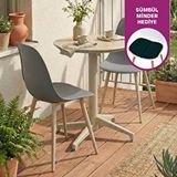 Vilinze Home Tilia Plastik Bahçe Balkon Bistro Seti Katlanır Masa 60*60 Cm (1+2 Set) Gri