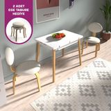 Vilinze Lodos Sandalye Avanos Ahşap Mdf Mutfak Masası Takımı - 90X120 cm - Naturel - Beyaz - Lodos 2