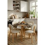 VİLİNZE Lodos Sandalye Demre Yuvarlak Ahşap Mutfak Masası Takımı - 90x90 Cm
