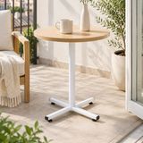 Vilinze Payas Metal Ayak Mutfak Bahçe Balkon Bistro ve Cafe Masası 70X70 cm - Beyaz - Natürel - 70 x 70 cm