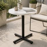 Vilinze Payas Metal Ayak Mutfak Bahçe Balkon Bistro ve Cafe Masası 70X70 cm - Siyah - Beyaz - 70 x 70 cm