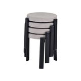VİLİNZE Teras Siyah Metal Ayak Teddy Kumaş İstiflenebilir Mutfak-Balkon Taburesi (4 Adet)