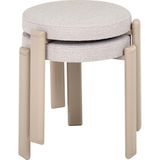 VİLİNZE Teras Vizon Metal Ayak Teddy Kumaş İstiflenebilir Mutfak-Balkon Taburesi (2 Adet)