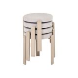 VİLİNZE Teras Vizon Metal Ayak Teddy Kumaş İstiflenebilir Mutfak-Balkon Taburesi (4 Adet)