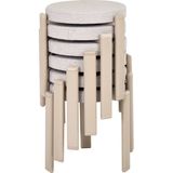 VİLİNZE Teras Vizon Metal Ayak Teddy Kumaş İstiflenebilir Mutfak-Balkon Taburesi (6 Adet)