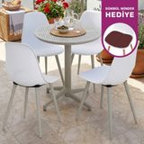 Vilinze Tilia Plastik Bahçe Balkon Bistro Seti Katlanır Masa 60*60 cm (1+4 Set) - Bej - Beyaz