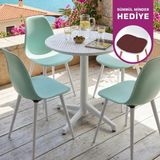 Vilinze Tilia Plastik Bahçe Balkon Bistro Seti Katlanır Masa 60*60 cm (1+4 Set) - Beyaz - Yeşil