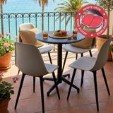 Vilinze Tilia Plastik Bahçe Balkon Bistro Seti Katlanır Masa 60*60 cm (1+4 Set) - Siyah - Gri