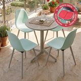 Vilinze Tilia Plastik Bahçe Balkon Bistro Seti Katlanır Masa 60*60 cm (1+4 Set) - Yeşil - Krem