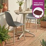 Vilinze Tilia Plastik Bahçe Balkon Bistro Seti Katlanır Masa 60*60 cm - Bej - Gri