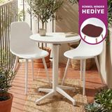 Vilinze Tilia Plastik Bahçe Balkon Bistro Seti Katlanır Masa 60*60 cm - Beyaz - Beyaz