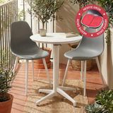 Vilinze Tilia Plastik Bahçe Balkon Bistro Seti Katlanır Masa 60*60 cm - Beyaz - Gri