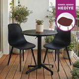 Vilinze Tilia Plastik Bahçe Balkon Bistro Seti Katlanır Masa 60*60 cm - Siyah - Siyah