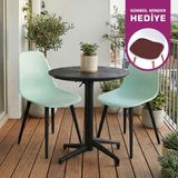 Vilinze Tilia Plastik Bahçe Balkon Bistro Seti Katlanır Masa 60*60 cm - Siyah - Yeşil