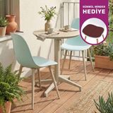 Vilinze Tilia Plastik Bahçe Balkon Bistro Seti Katlanır Masa 60*60 cm - Yeşil - Krem