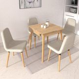 Vilinze Tosya Sandalye Avanos Ahşap Mdf Kanatlı Mutfak Masası Takımı - 70X70+70 cm - Naturel - Naturel - Tosya 4