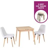 Vilinze Tosya Sandalye Avanos Ahşap Mdf Mutfak Masası Takımı - 70X140 cm - Naturel - Tosya 2