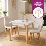 Vilinze Tosya Sandalye Avanos Ahşap Mdf Mutfak Masası Takımı - 90X120 cm - Naturel - Beyaz - Tosya 2