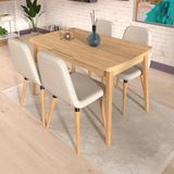 Vilinze Tosya Sandalye Tosya Bank Avanos Ahşap Mdf Açılır Mutfak Masası Takımı - 70X120+30 cm - Naturel - Naturel - 1 Bank 2 Sandalye