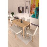 VİLİNZE Tosya Sandalye Tosya Bank Avanos Ahşap MDF Açılır Mutfak Masası Takımı - 70x120+30 cm